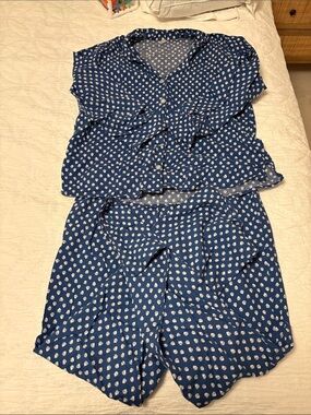 Old Navy block print Blue pink cotton Pajama Set